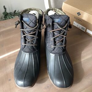 NEW Sperry Saltwater Quilt Nylon Black Boots